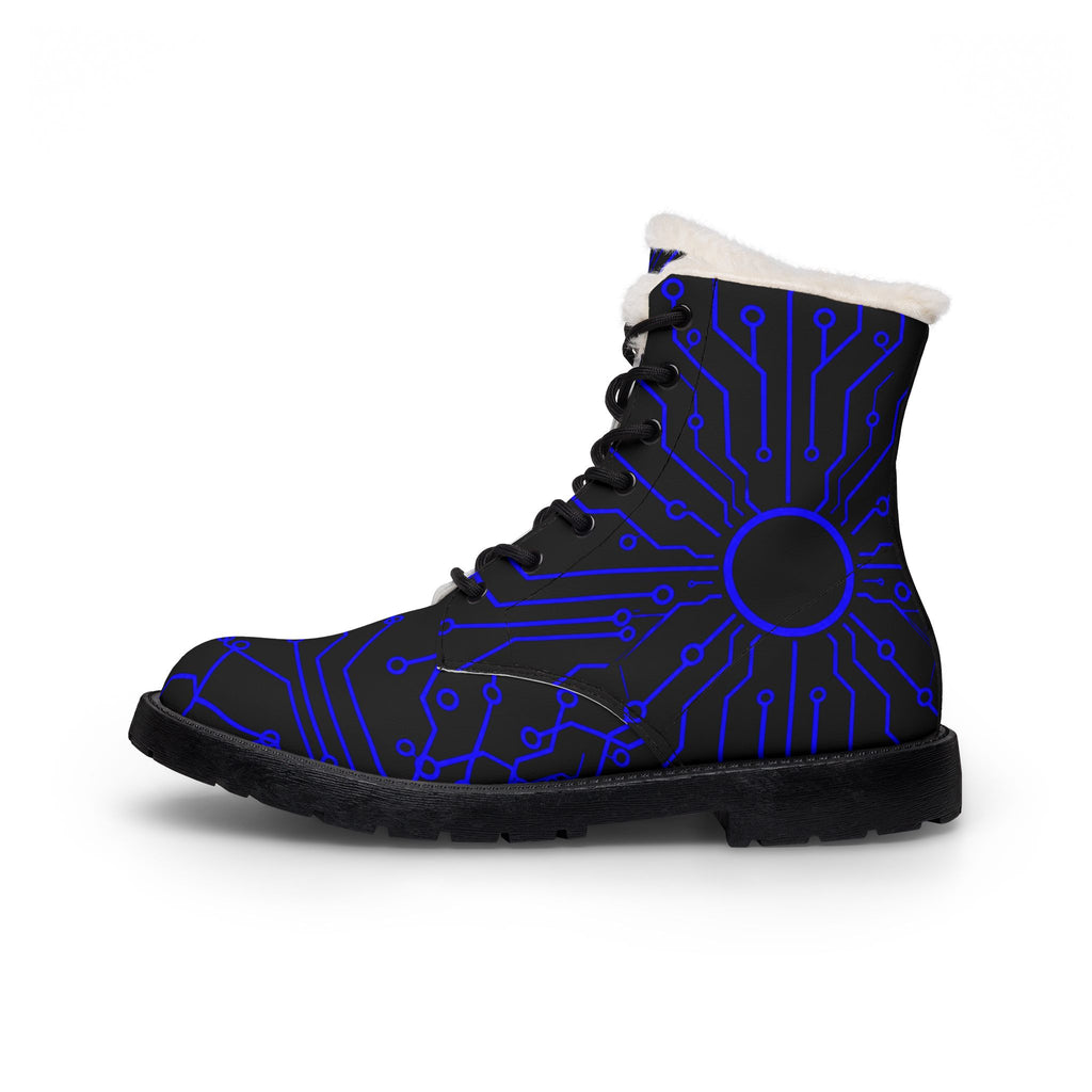 Cypher Sage - Circuitboard — Fur-Lined Leather Boots (Limited Edition Erika Azul)
