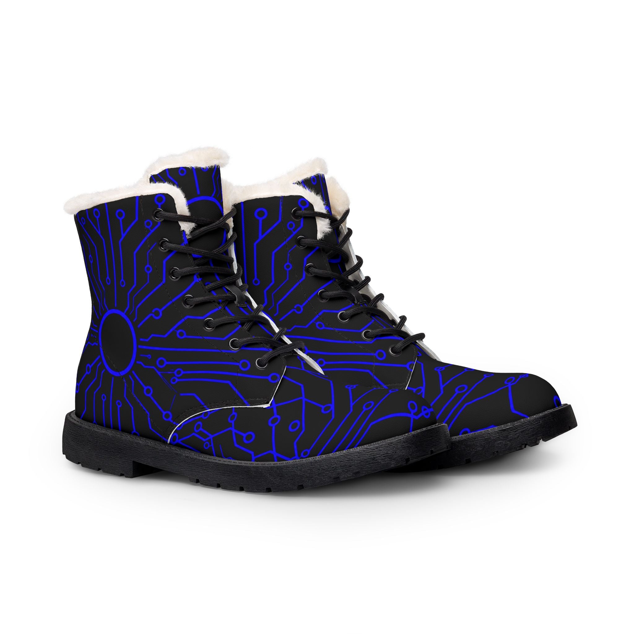 Cypher Sage - Circuitboard — Fur-Lined Leather Boots (Limited Edition Erika Azul)