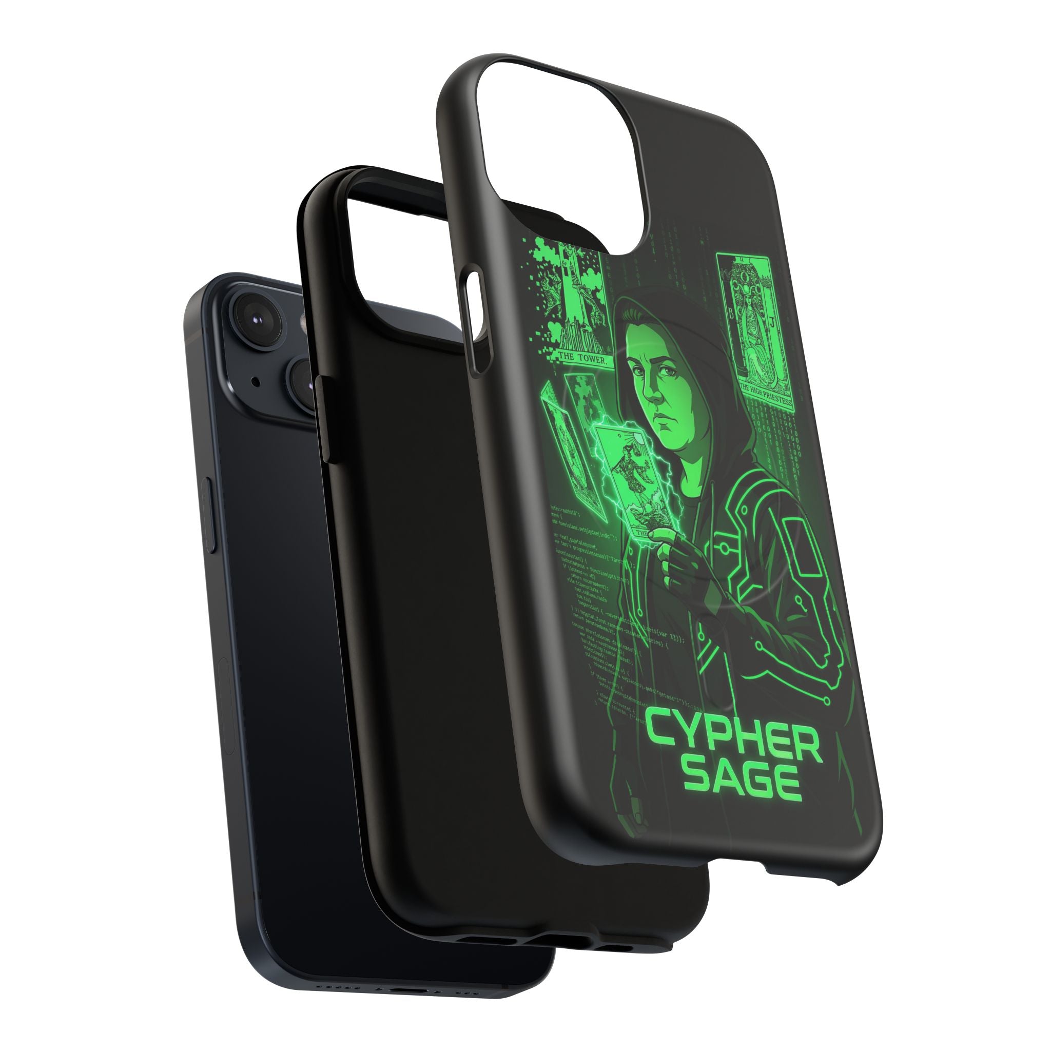 Cyberpunk Phone Case — "CYPHER SAGE" Tough Magnetic iPhone Case