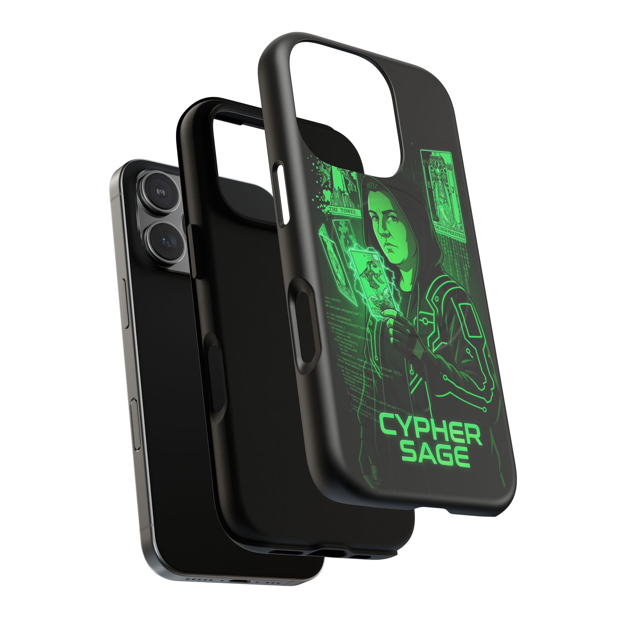 Cyberpunk Phone Case — "CYPHER SAGE" Tough Magnetic iPhone Case