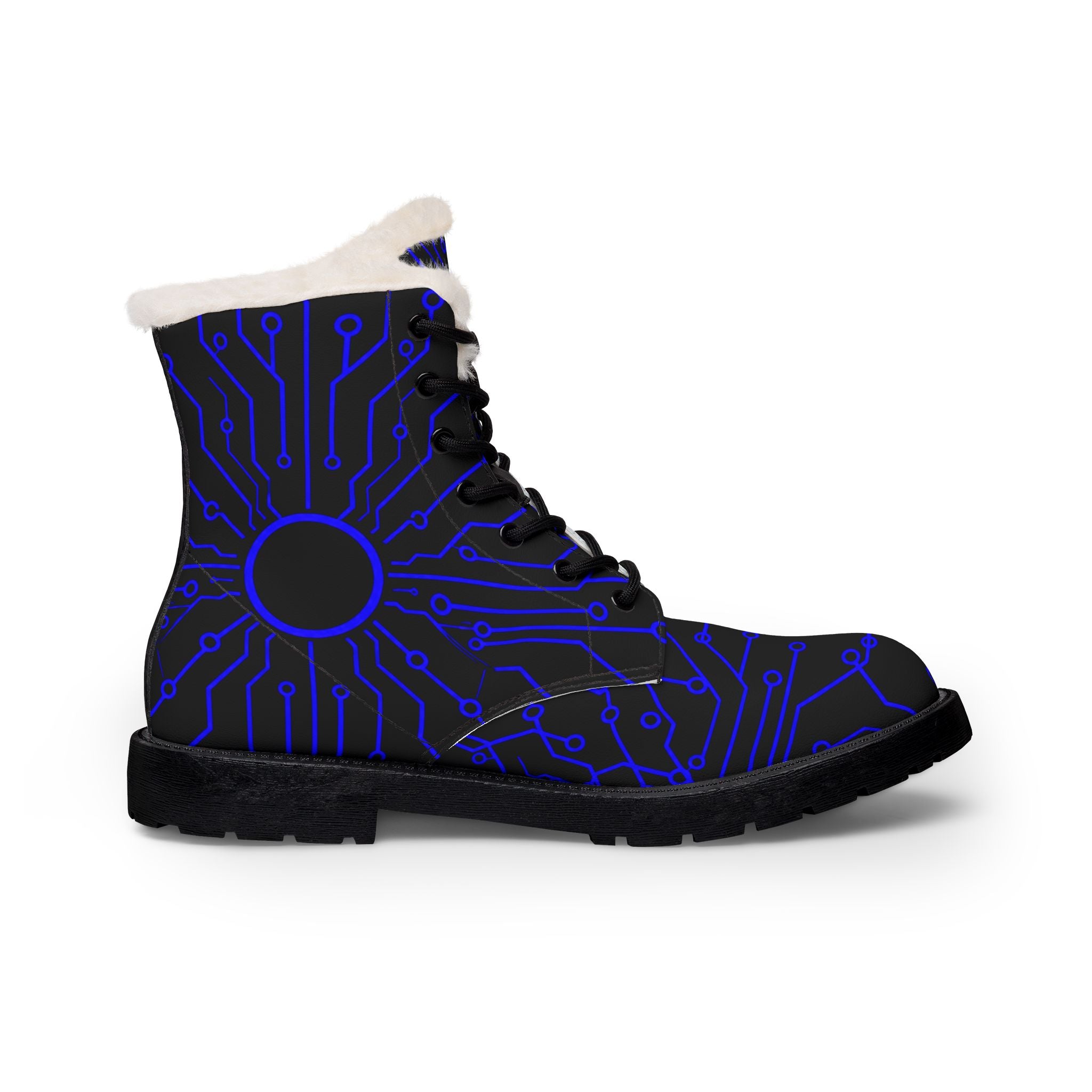 Cypher Sage - Circuitboard — Fur-Lined Leather Boots (Limited Edition Erika Azul)