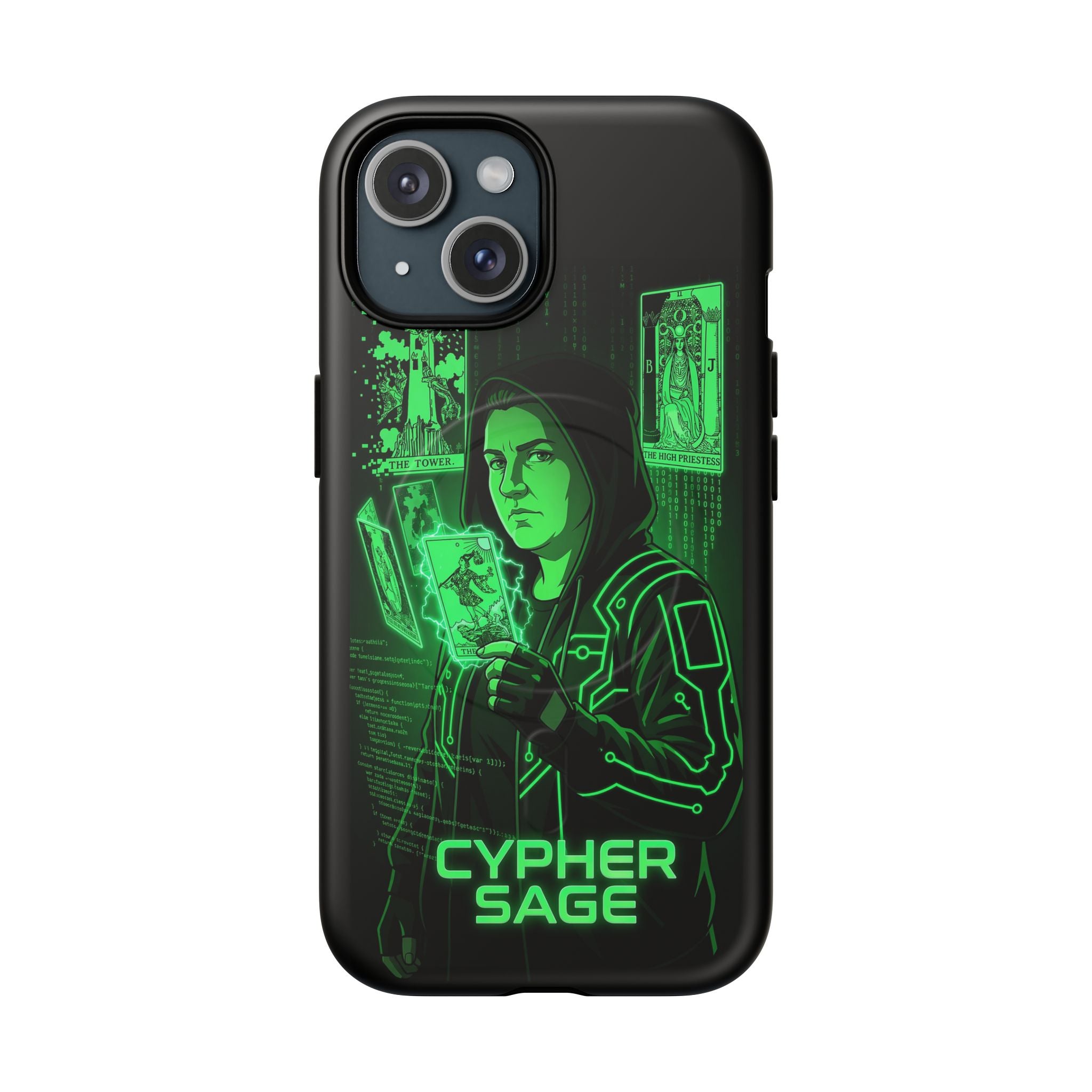 Cyberpunk Phone Case — "CYPHER SAGE" Tough Magnetic iPhone Case