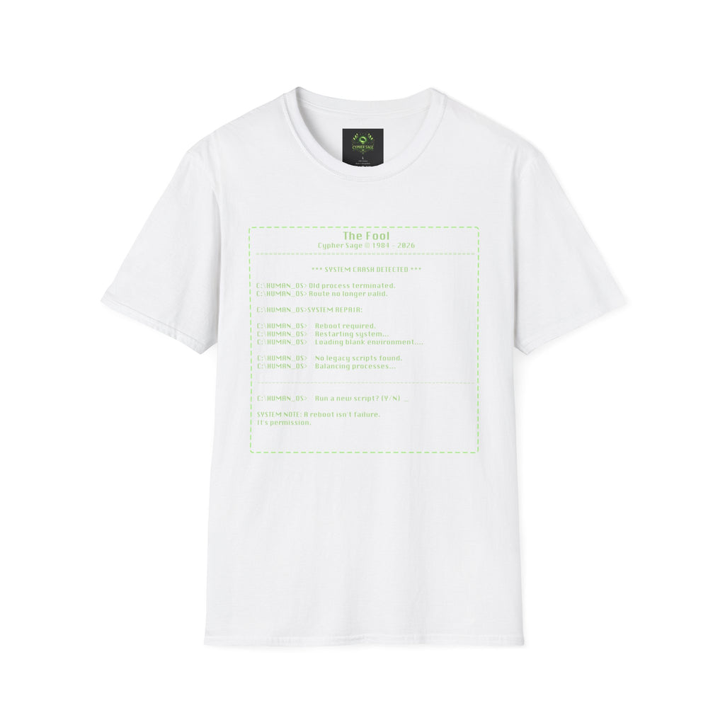 The Fool DOS T-Shirt — Retro Tarot Card Graphic Tee
