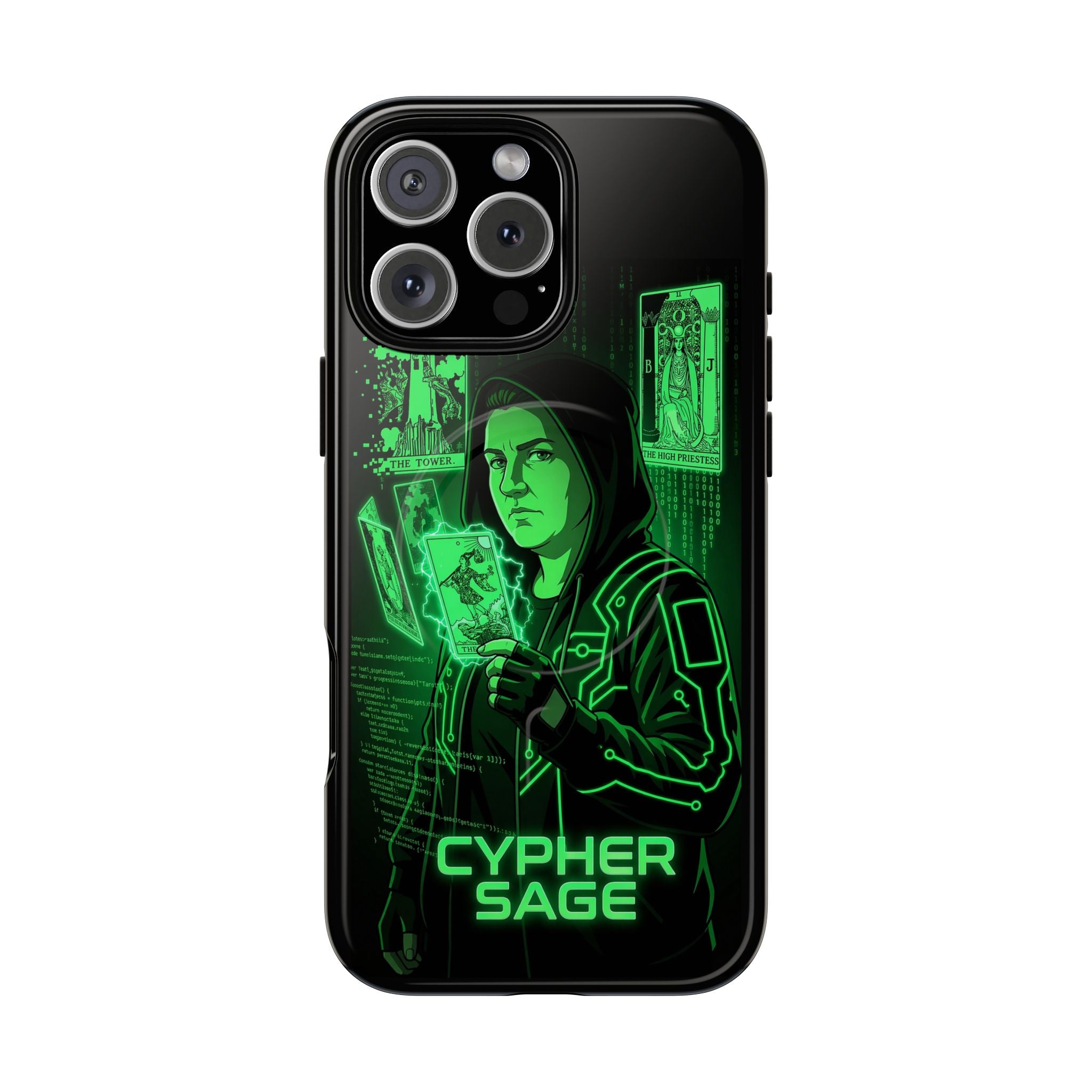 Cyberpunk Phone Case — "CYPHER SAGE" Tough Magnetic iPhone Case