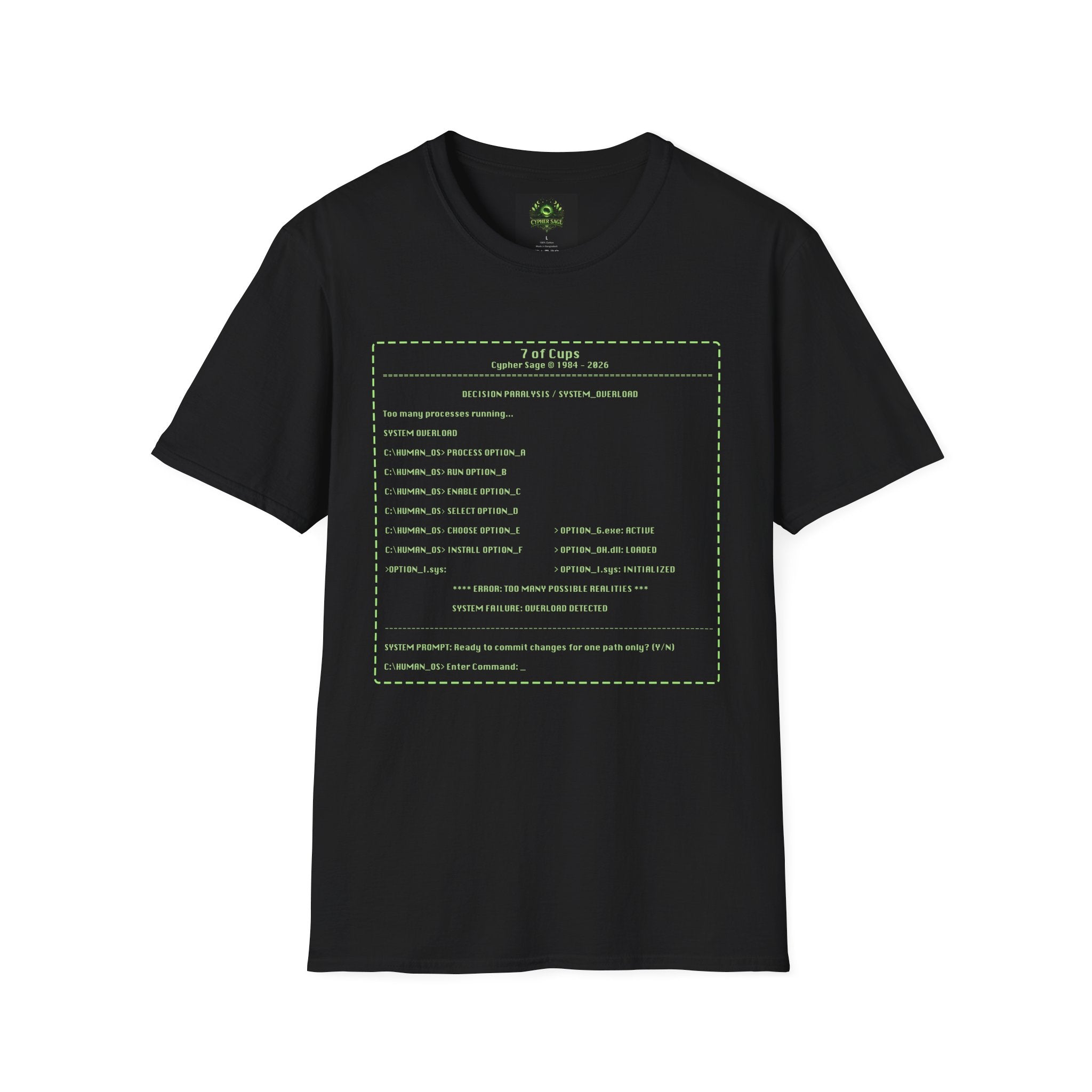 7 of Cups Tarot T-Shirt — DOS Script Design