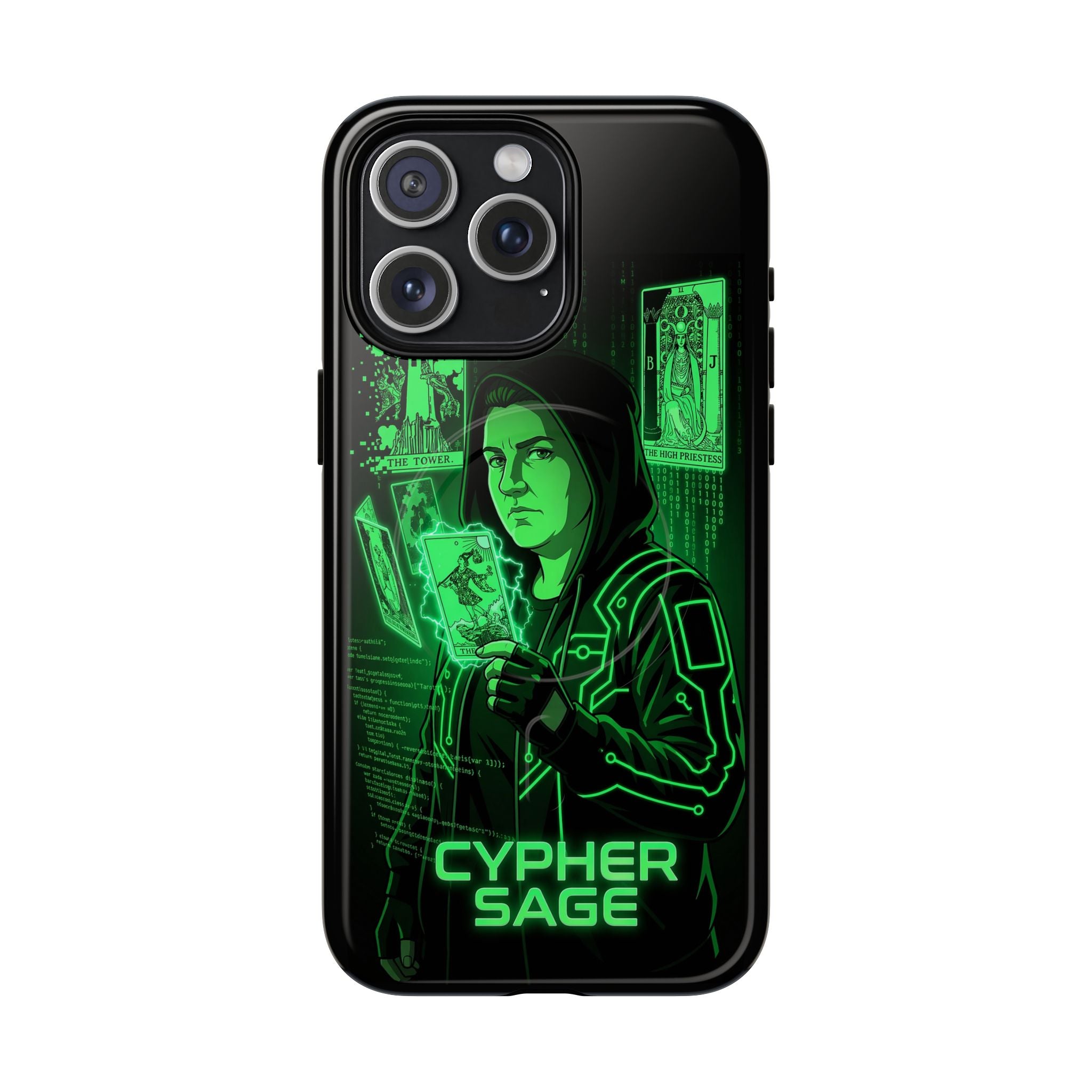 Cyberpunk Phone Case — "CYPHER SAGE" Tough Magnetic iPhone Case