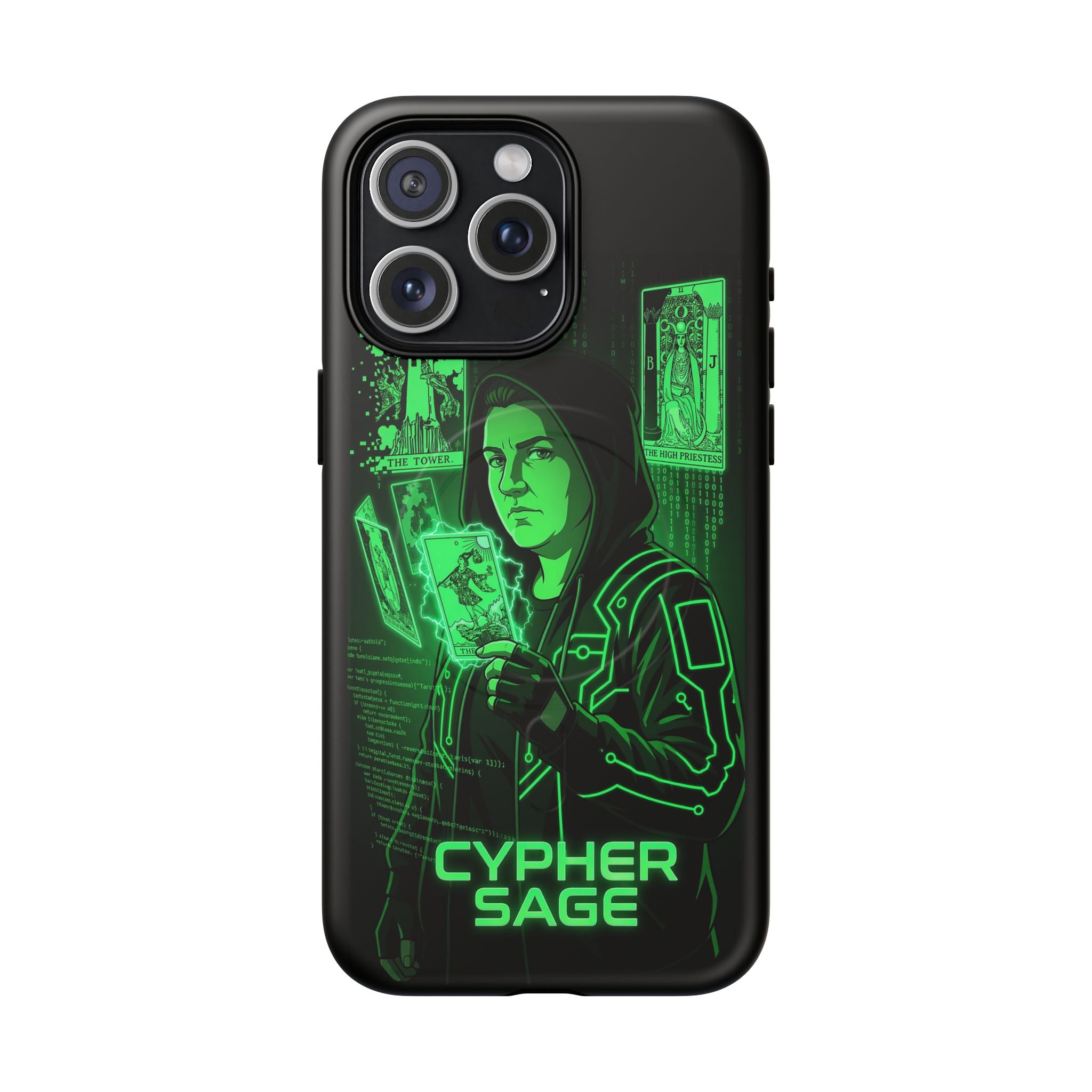 Cyberpunk Phone Case — "CYPHER SAGE" Tough Magnetic iPhone Case