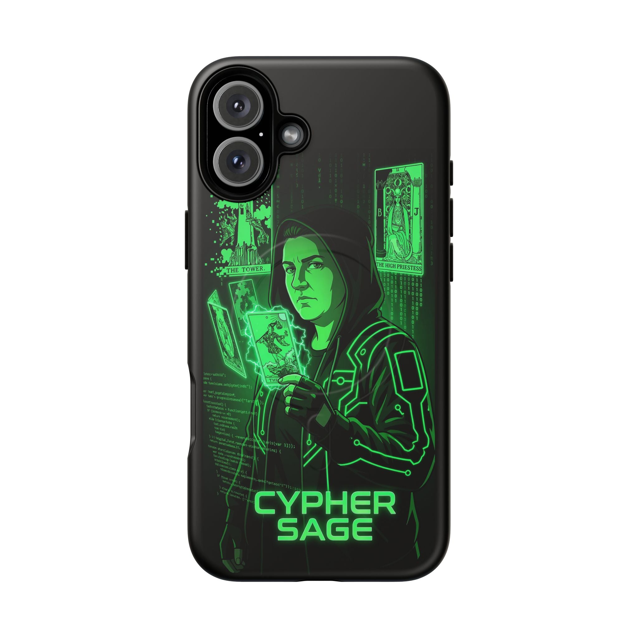 Cyberpunk Phone Case — "CYPHER SAGE" Tough Magnetic iPhone Case