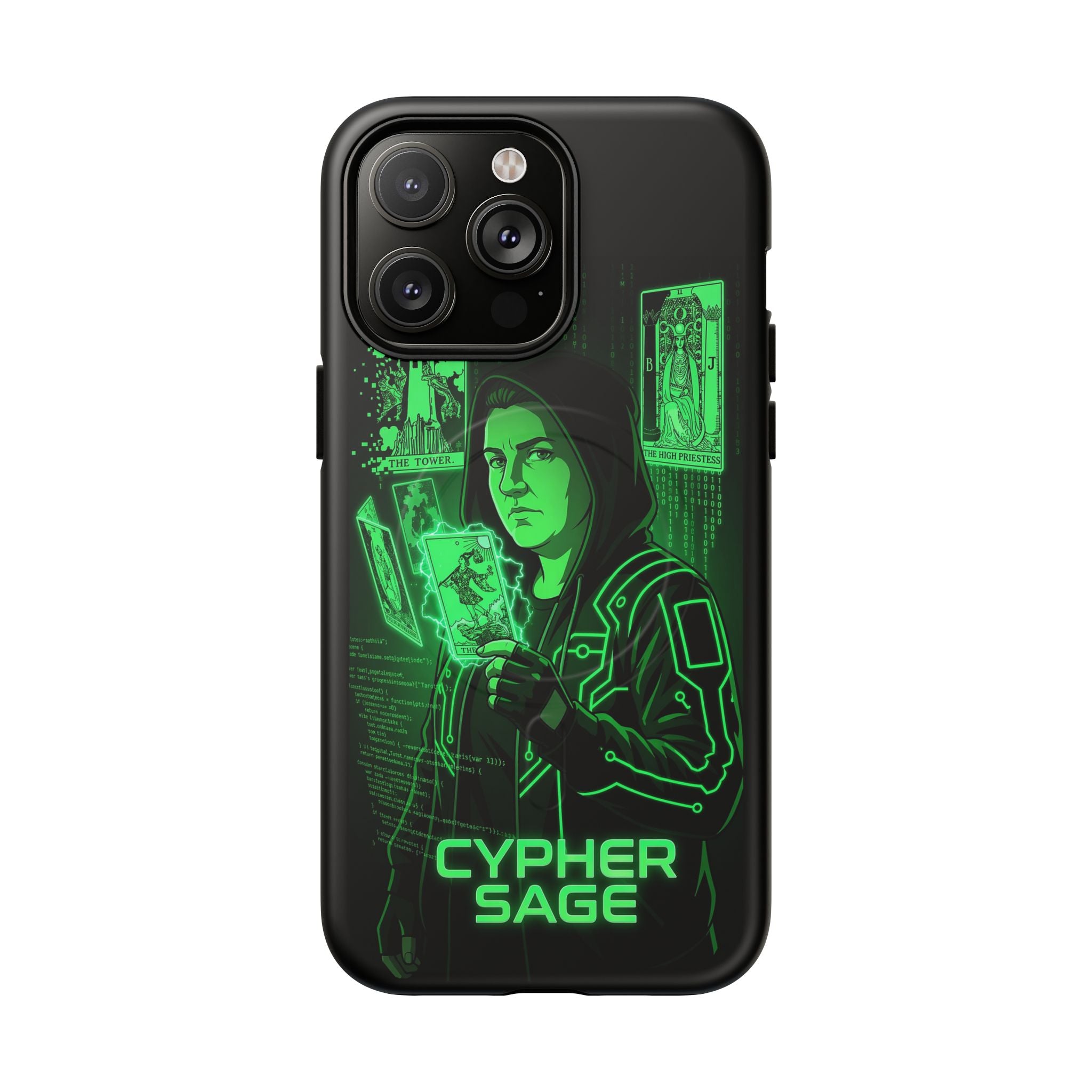 Cyberpunk Phone Case — "CYPHER SAGE" Tough Magnetic iPhone Case