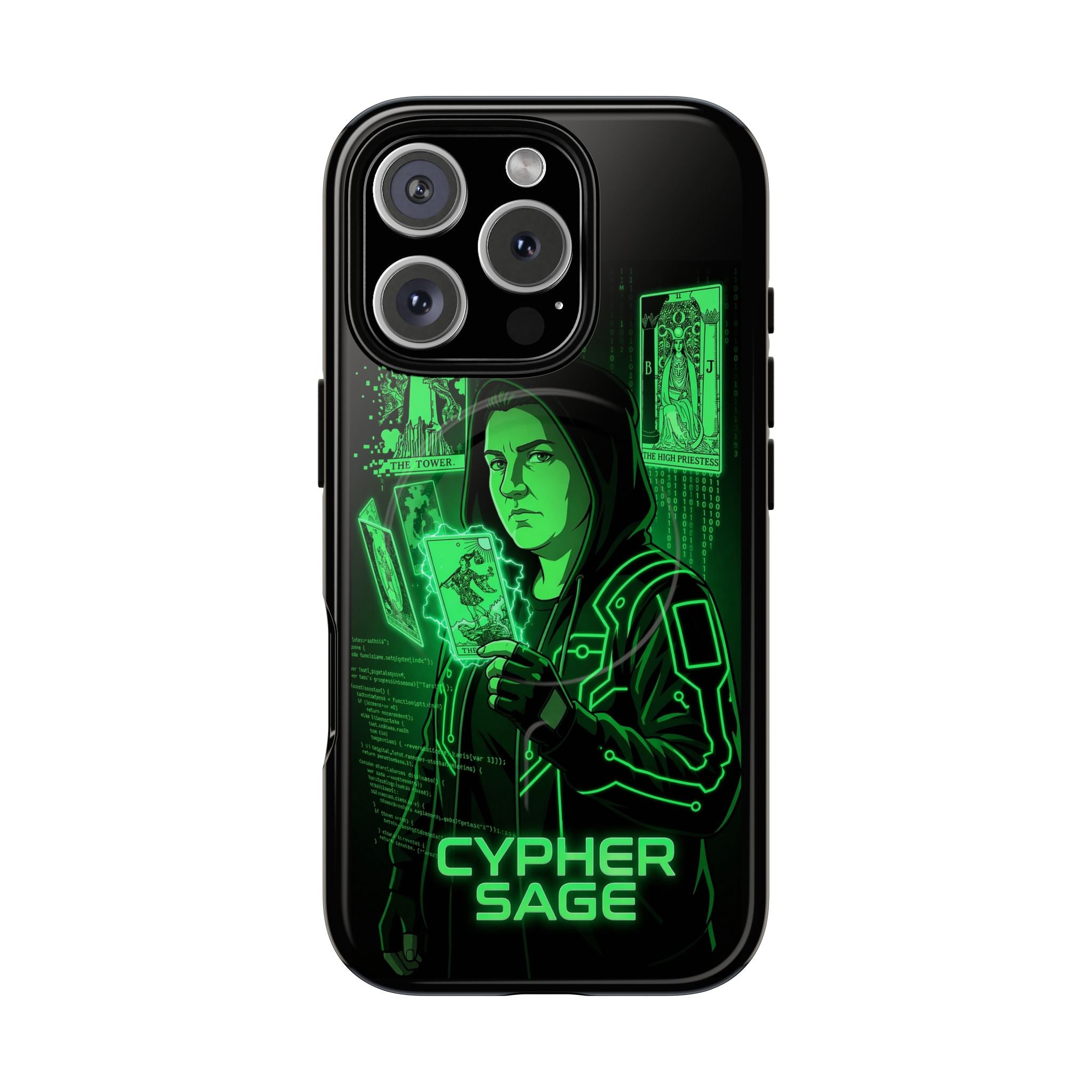 Cyberpunk Phone Case — "CYPHER SAGE" Tough Magnetic iPhone Case