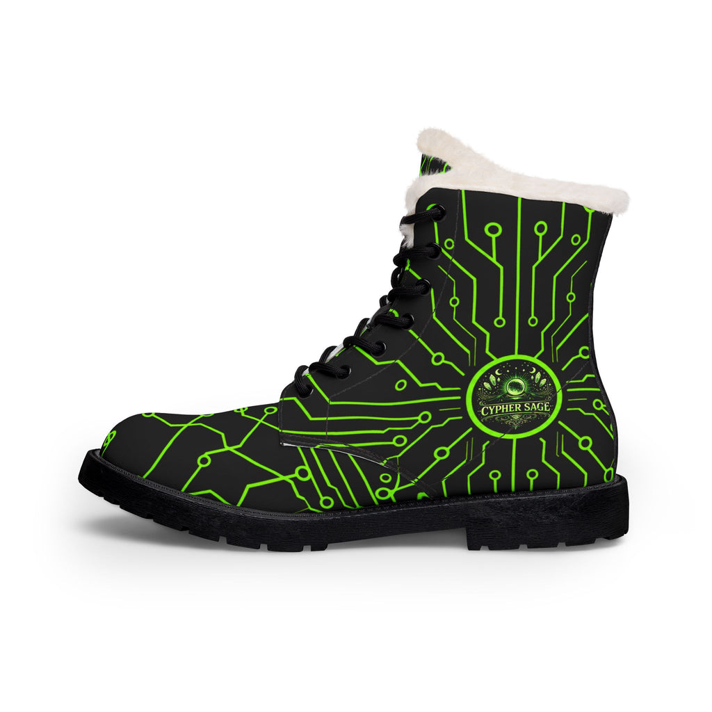Cypher Sage - Circuitboard — Fur-Lined Leather Boots