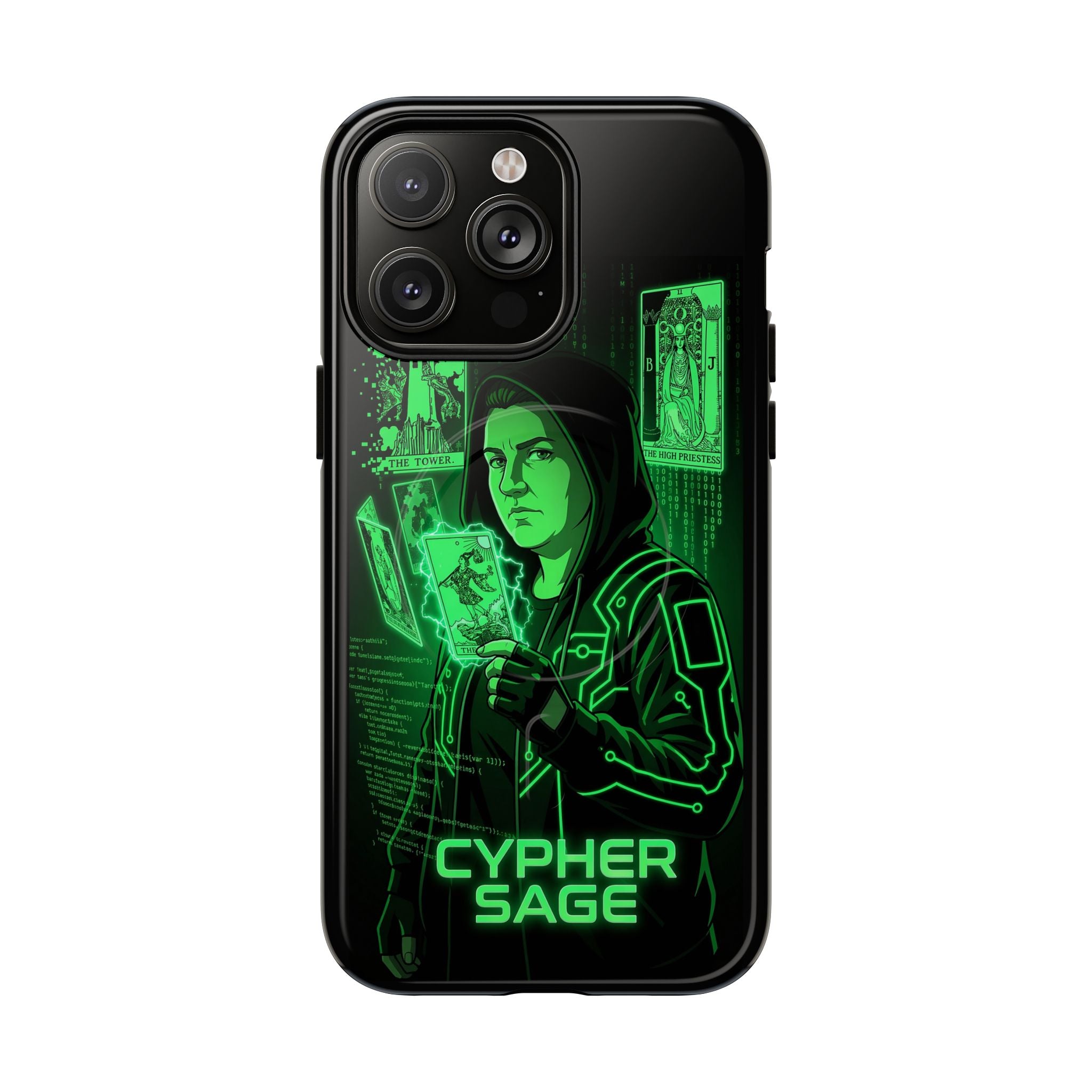 Cyberpunk Phone Case — "CYPHER SAGE" Tough Magnetic iPhone Case