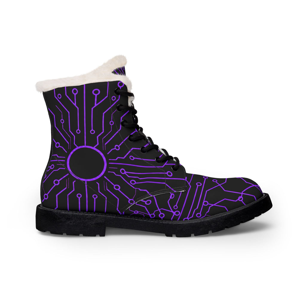 Cypher Sage - Circuitboard — Fur-Lined Leather Boots (Limited Edition DOOF Purple)