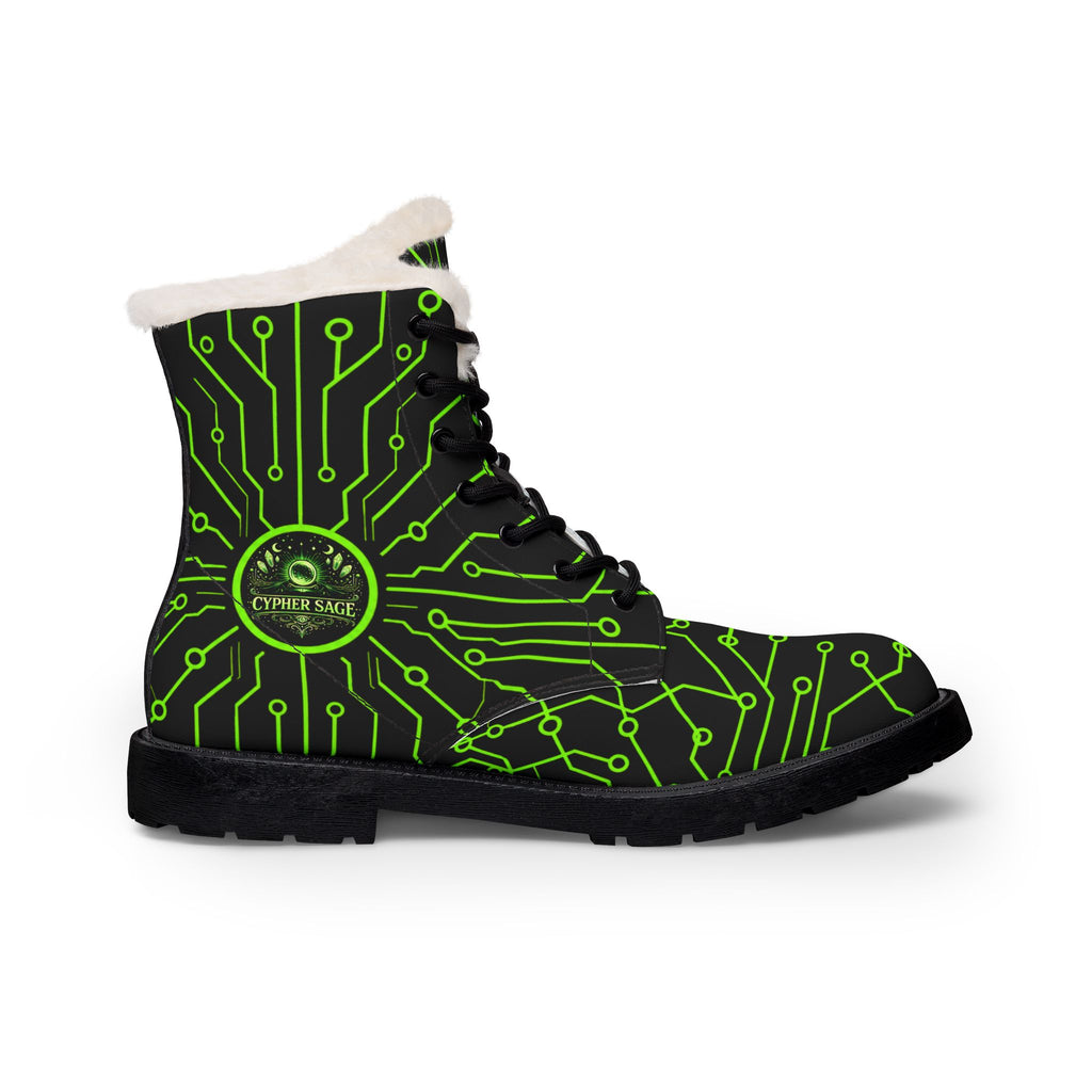 Cypher Sage - Circuitboard — Fur-Lined Leather Boots