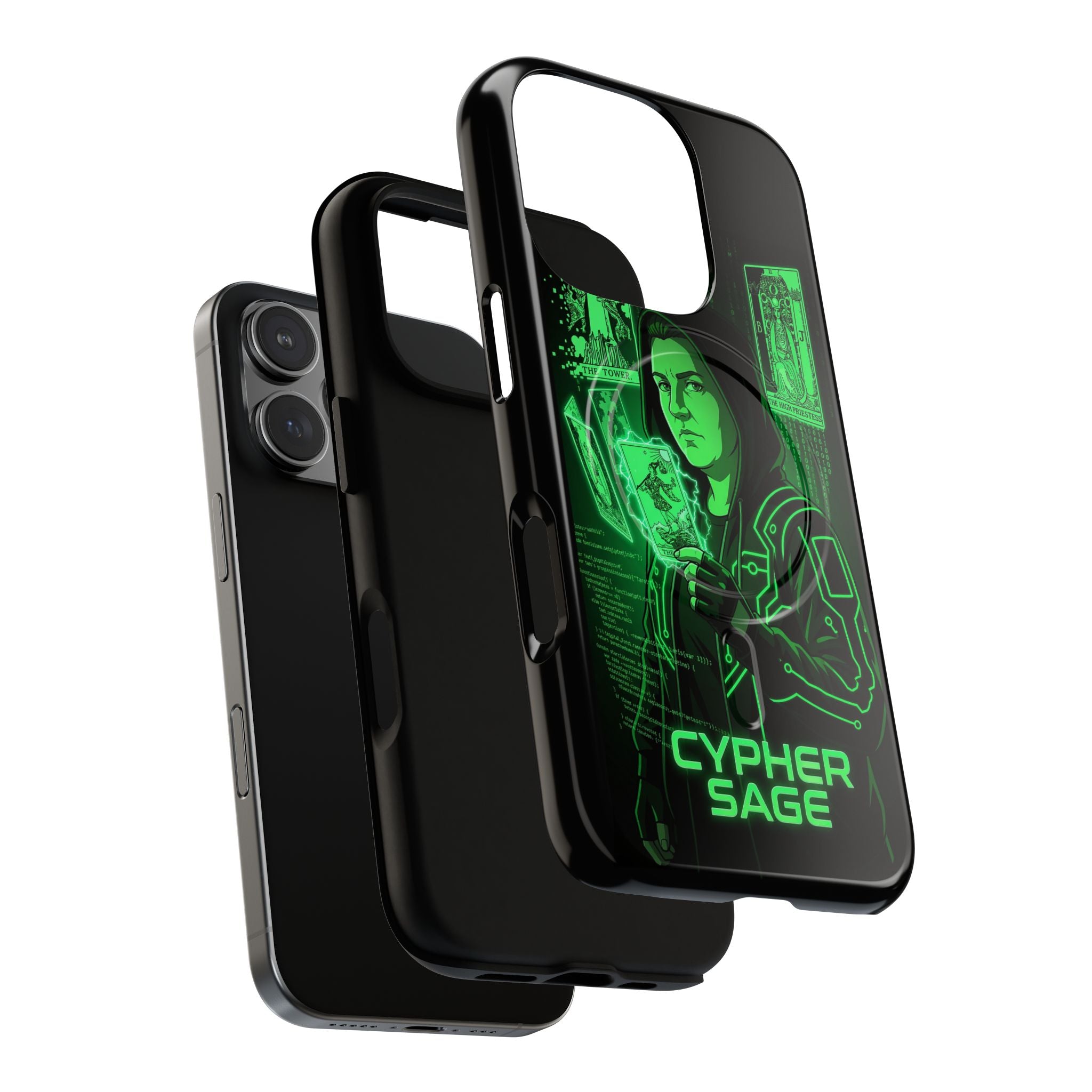 Cyberpunk Phone Case — "CYPHER SAGE" Tough Magnetic iPhone Case
