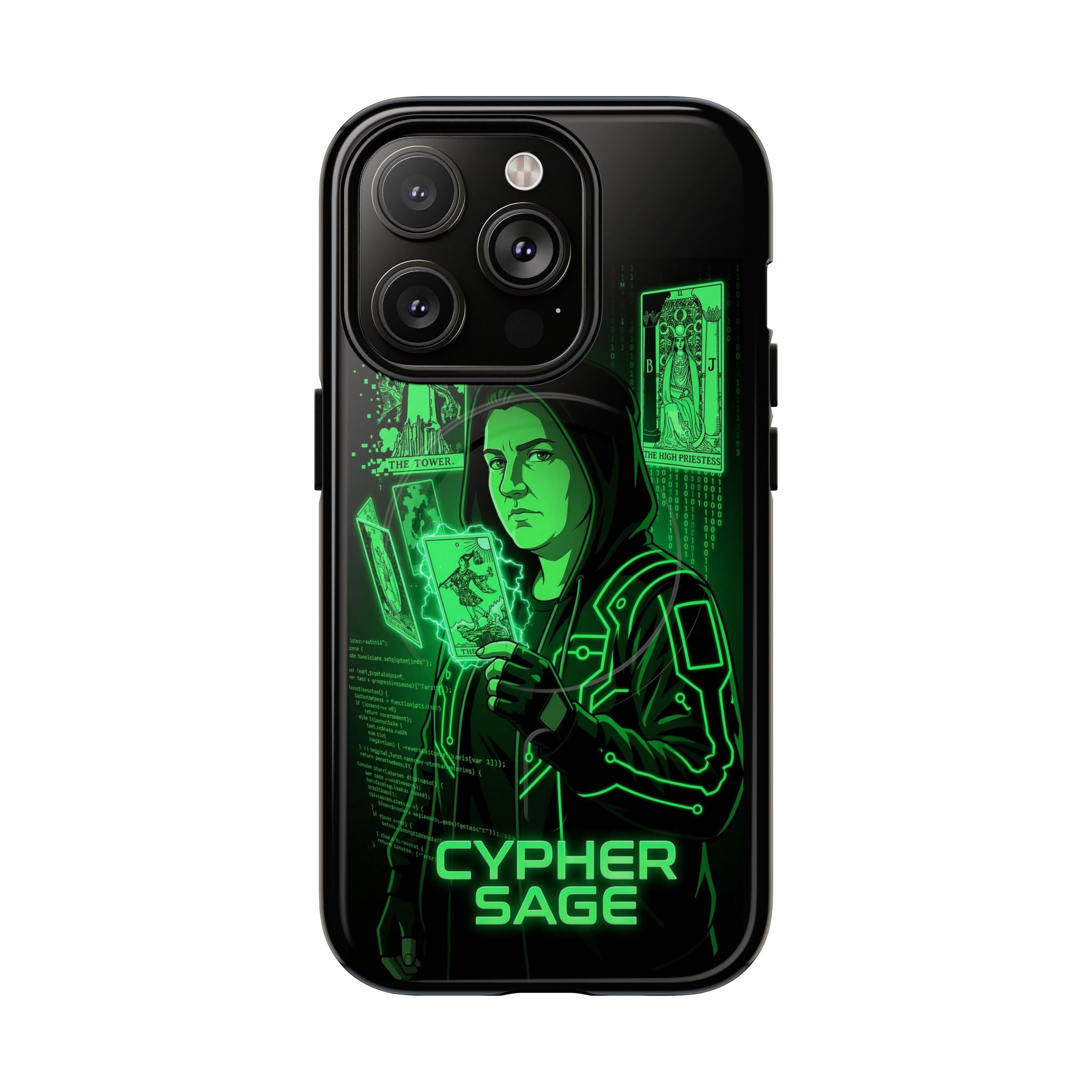 Cyberpunk Phone Case — "CYPHER SAGE" Tough Magnetic iPhone Case