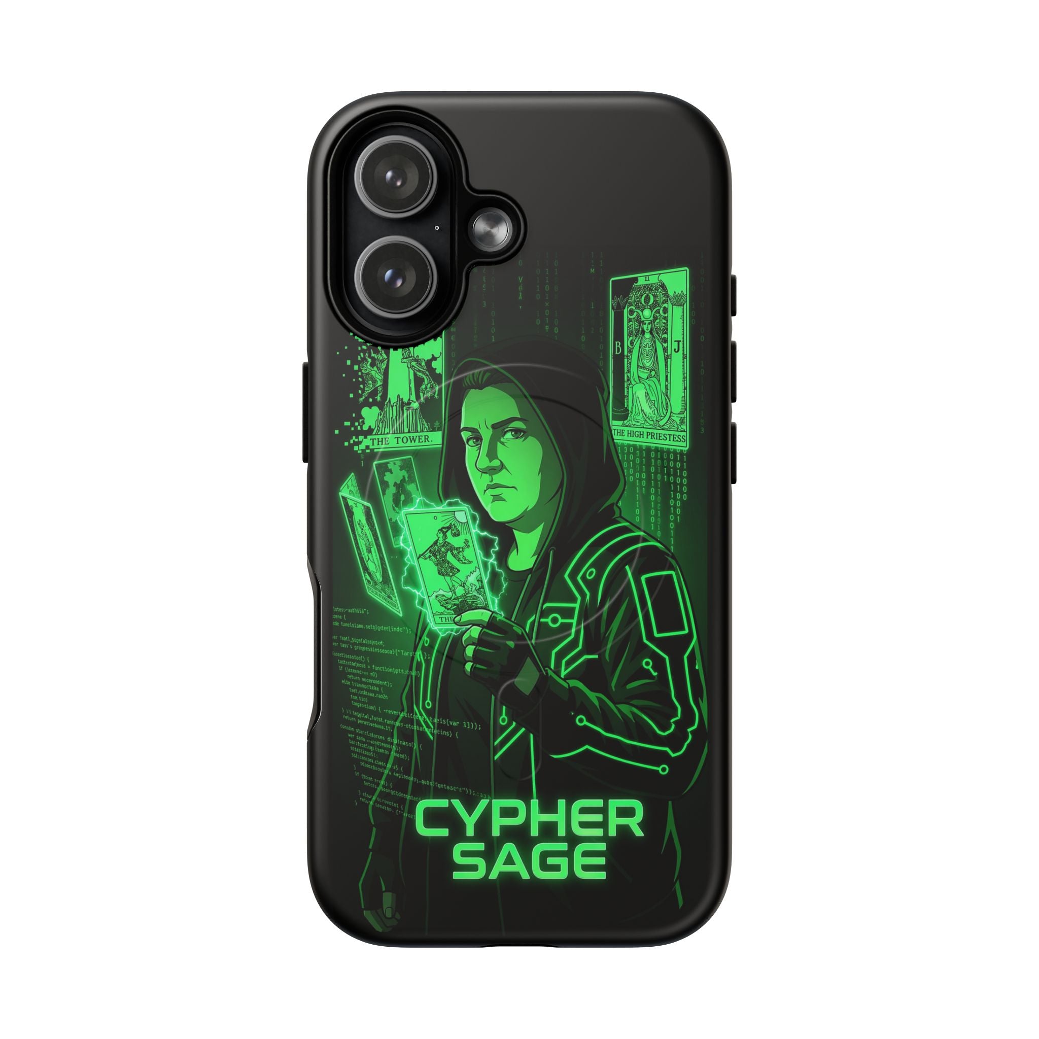 Cyberpunk Phone Case — "CYPHER SAGE" Tough Magnetic iPhone Case