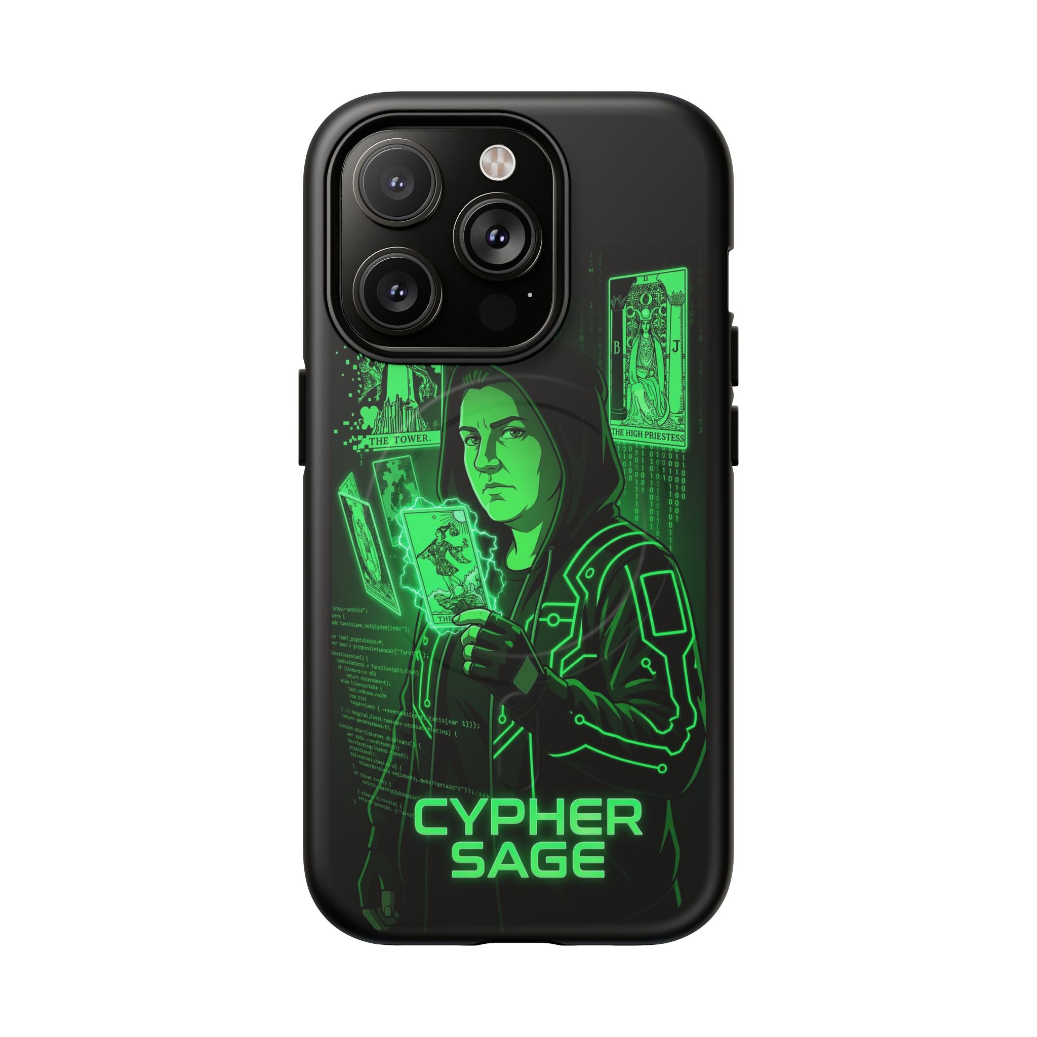 Cyberpunk Phone Case — "CYPHER SAGE" Tough Magnetic iPhone Case