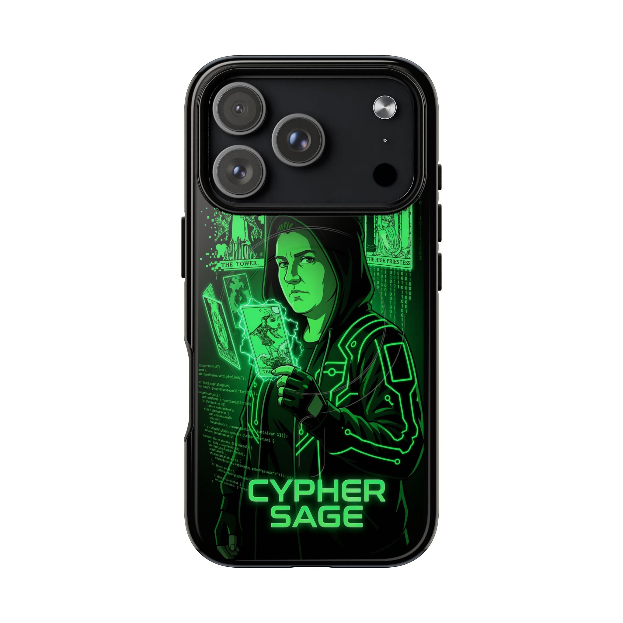 Cyberpunk Phone Case — "CYPHER SAGE" Tough Magnetic iPhone Case