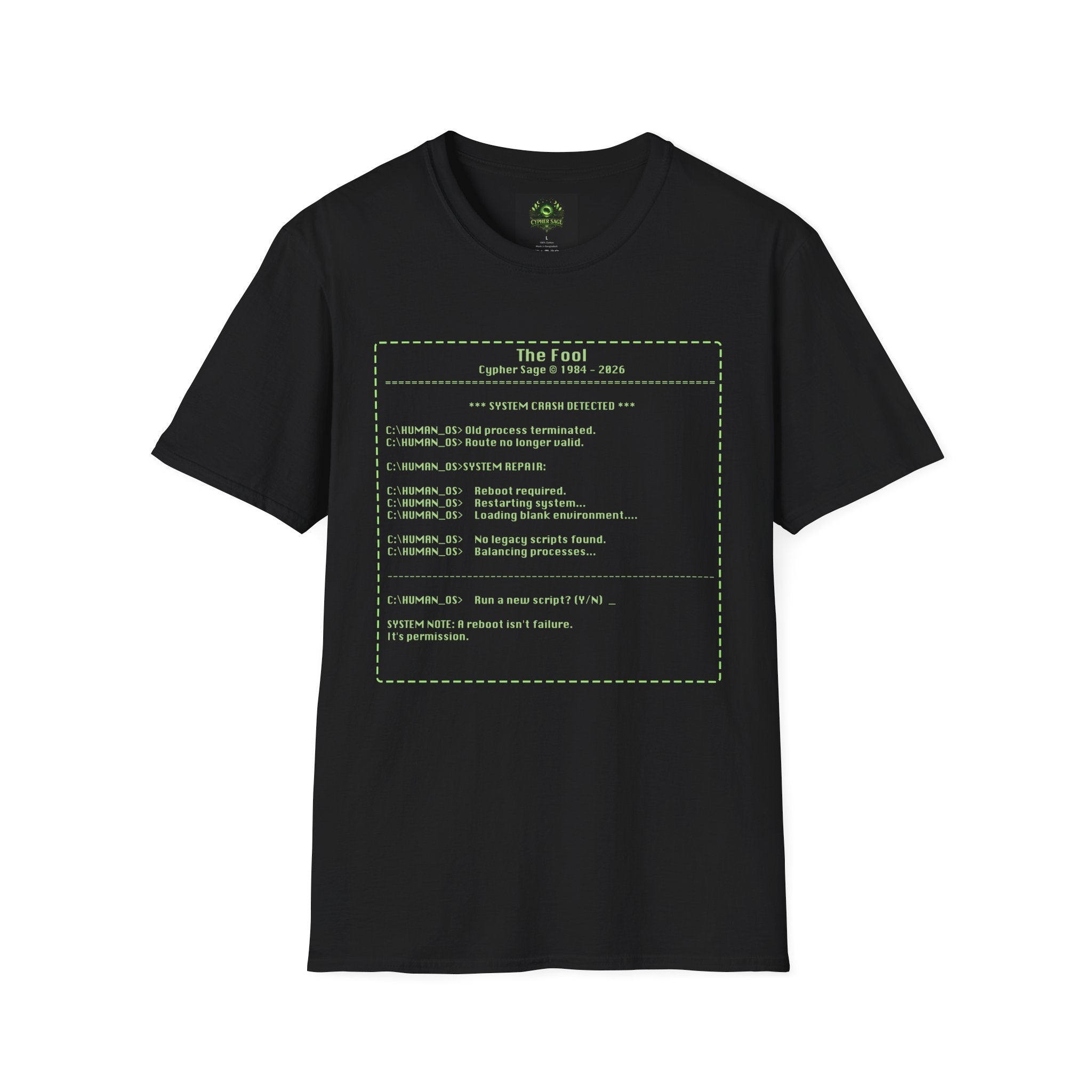The Fool DOS T-Shirt — Retro Tarot Card Graphic Tee