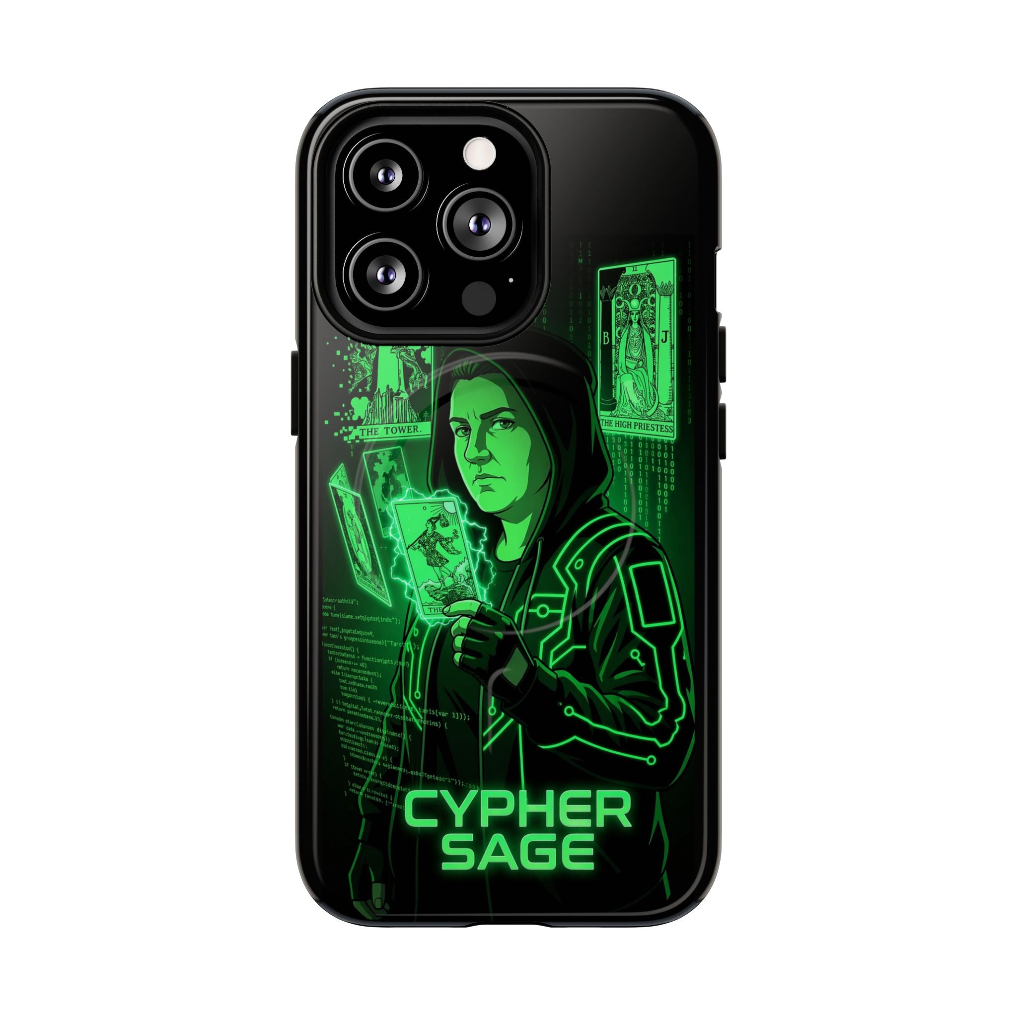Cyberpunk Phone Case — "CYPHER SAGE" Tough Magnetic iPhone Case