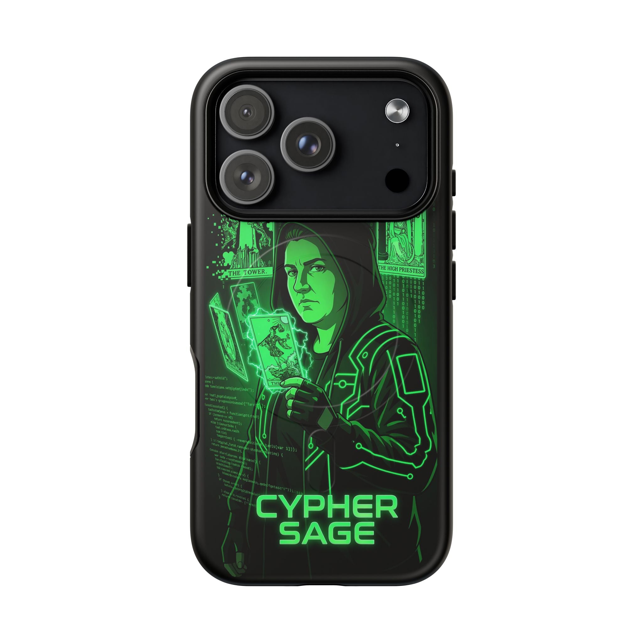Cyberpunk Phone Case — "CYPHER SAGE" Tough Magnetic iPhone Case
