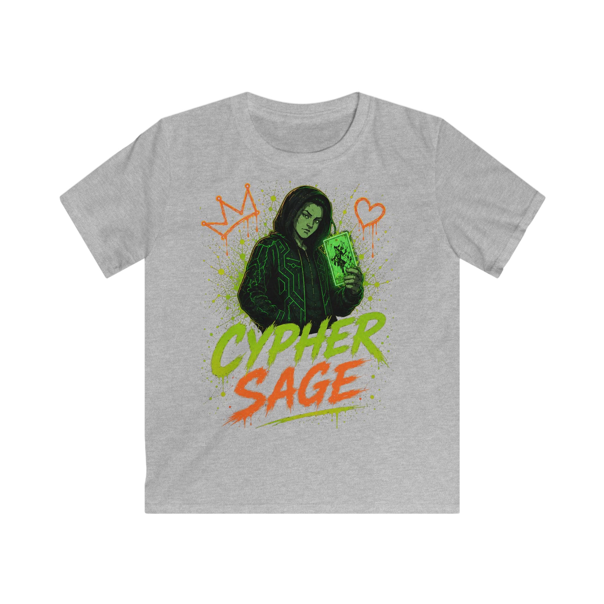 Kids Cypher Sage Graphic Tee — Youth Sage Green Streetwear T‑Shirt