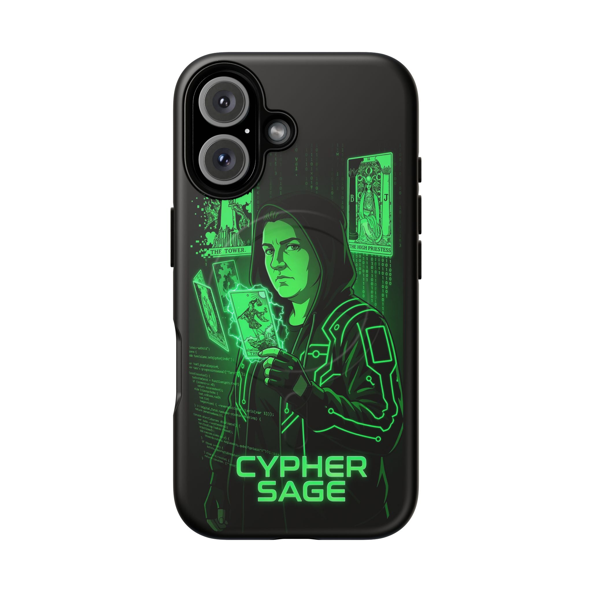 Cyberpunk Phone Case — "CYPHER SAGE" Tough Magnetic iPhone Case