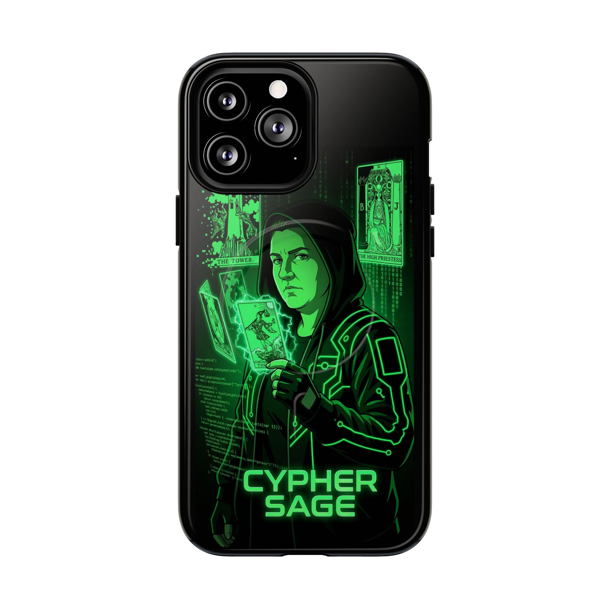Cyberpunk Phone Case — "CYPHER SAGE" Tough Magnetic iPhone Case