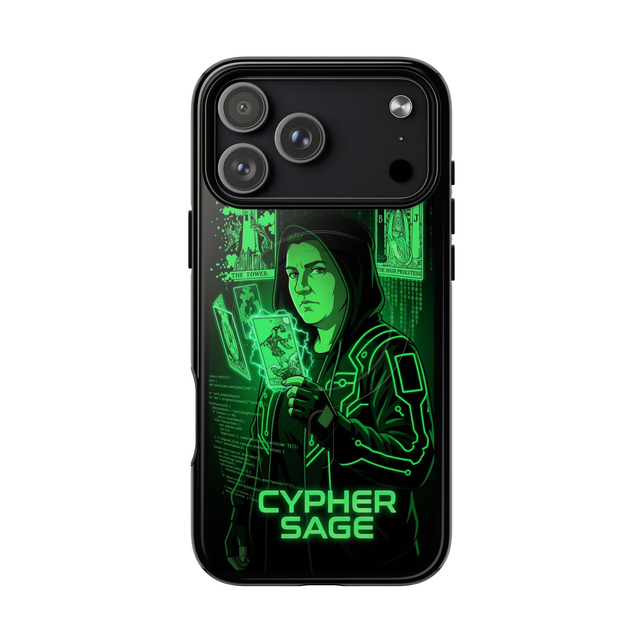 Cyberpunk Phone Case — "CYPHER SAGE" Tough Magnetic iPhone Case