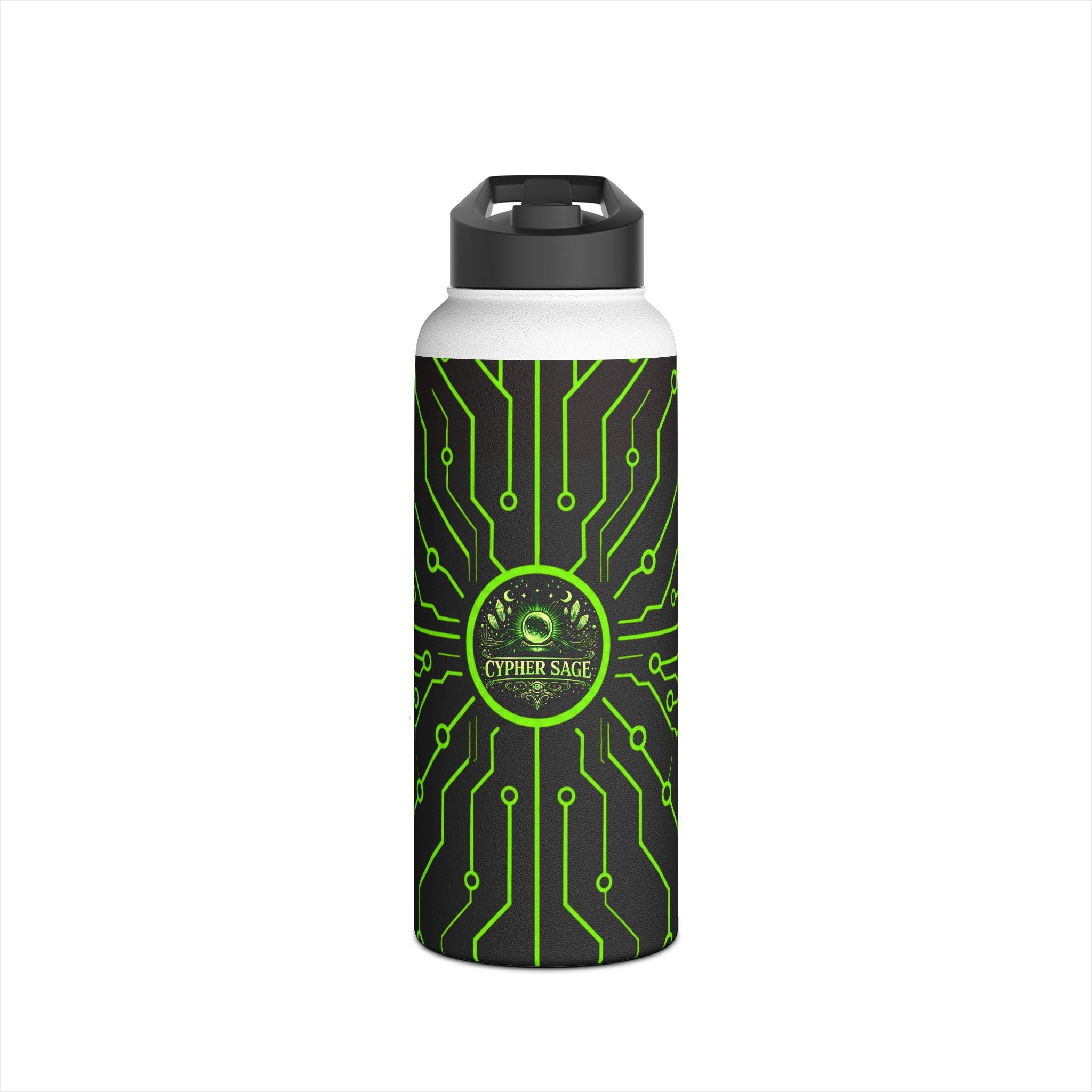 Cypher Sage - Circuitboard — Stainless Steel Water Bottle //for: Emotional Support