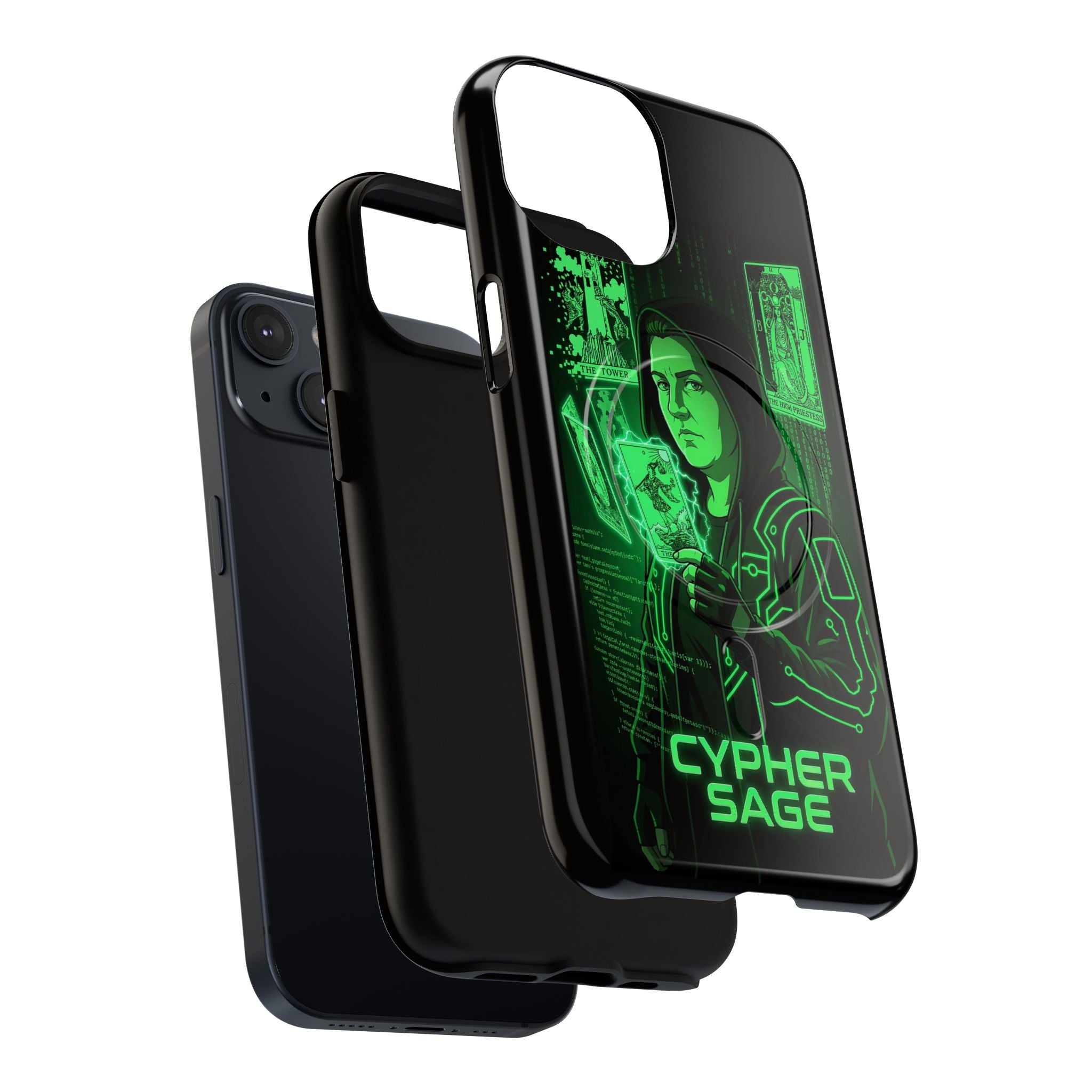 Cyberpunk Phone Case — "CYPHER SAGE" Tough Magnetic iPhone Case