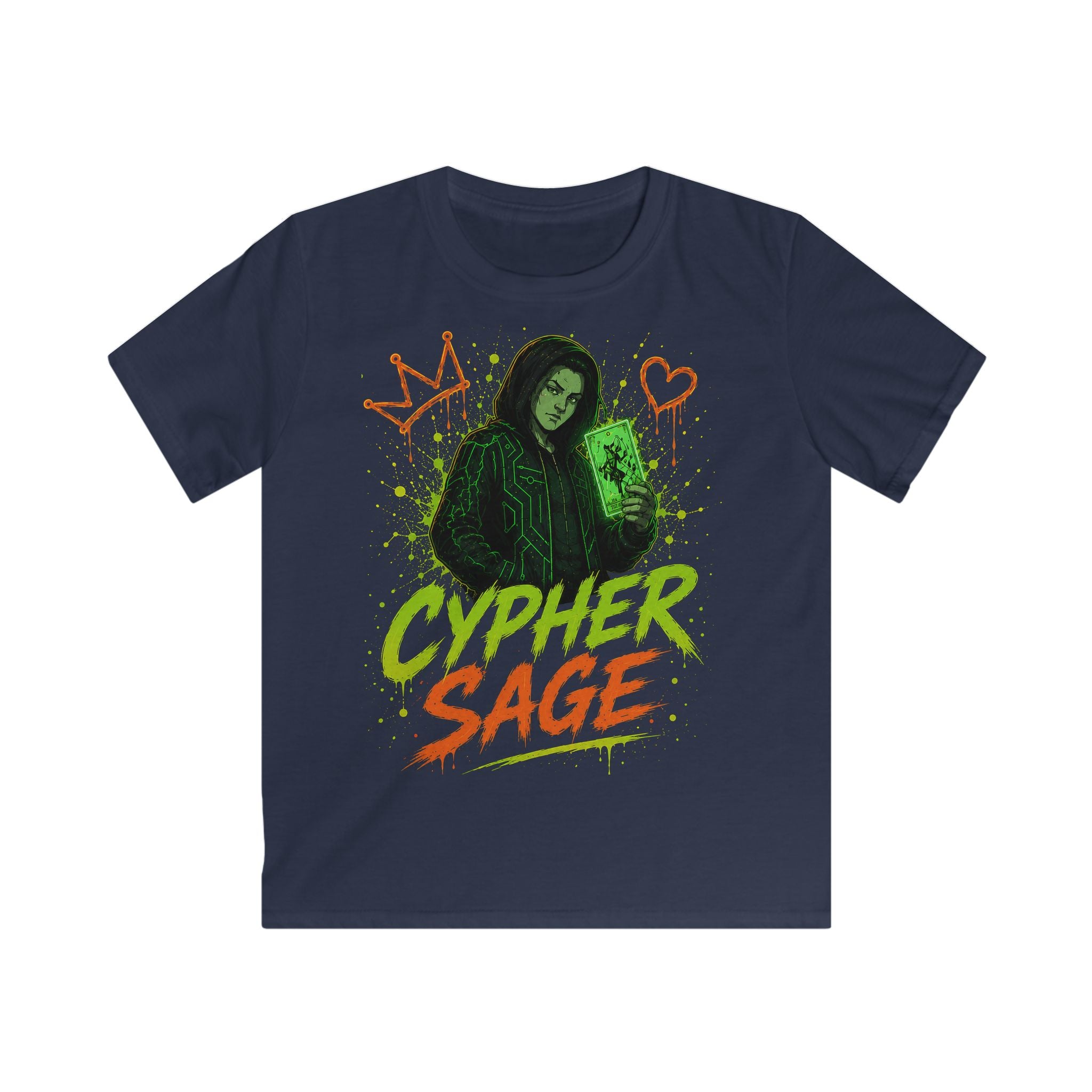 Kids Cypher Sage Graphic Tee — Youth Sage Green Streetwear T‑Shirt