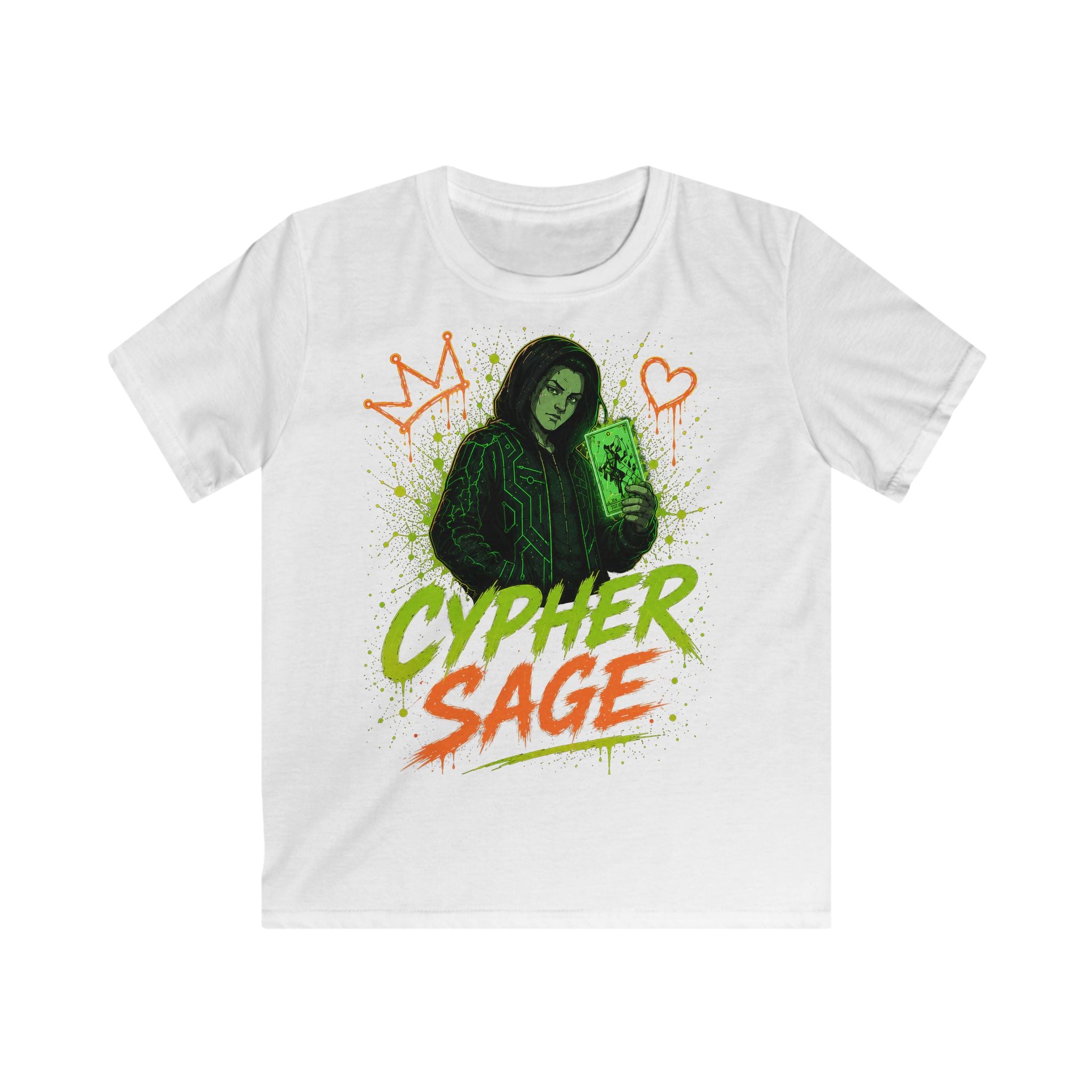 Kids Cypher Sage Graphic Tee — Youth Sage Green Streetwear T‑Shirt