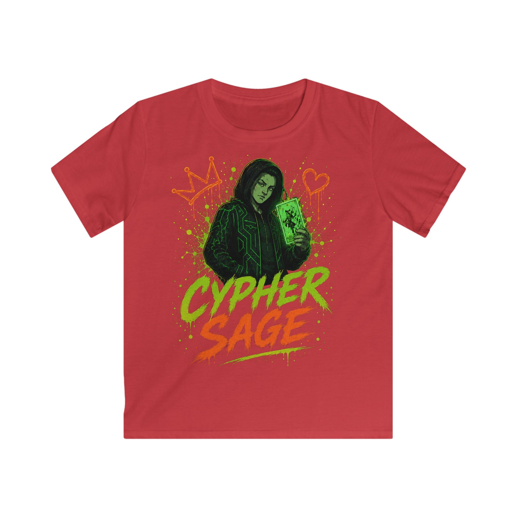 Kids Cypher Sage Graphic Tee — Youth Sage Green Streetwear T‑Shirt