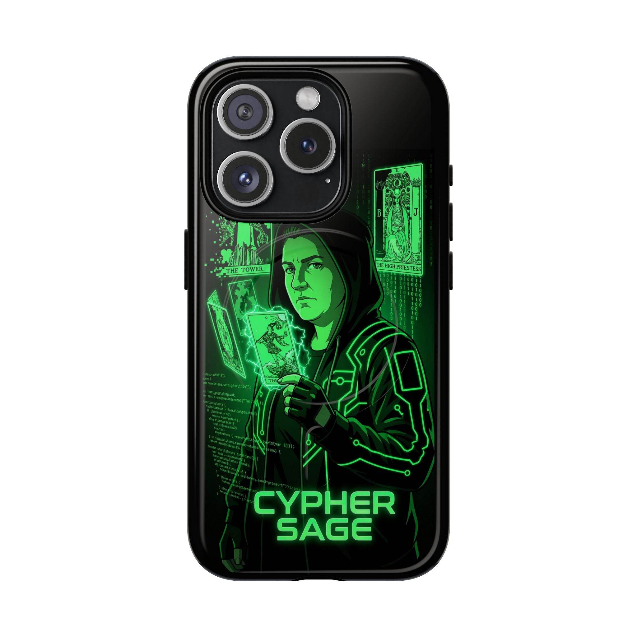 Cyberpunk Phone Case — "CYPHER SAGE" Tough Magnetic iPhone Case