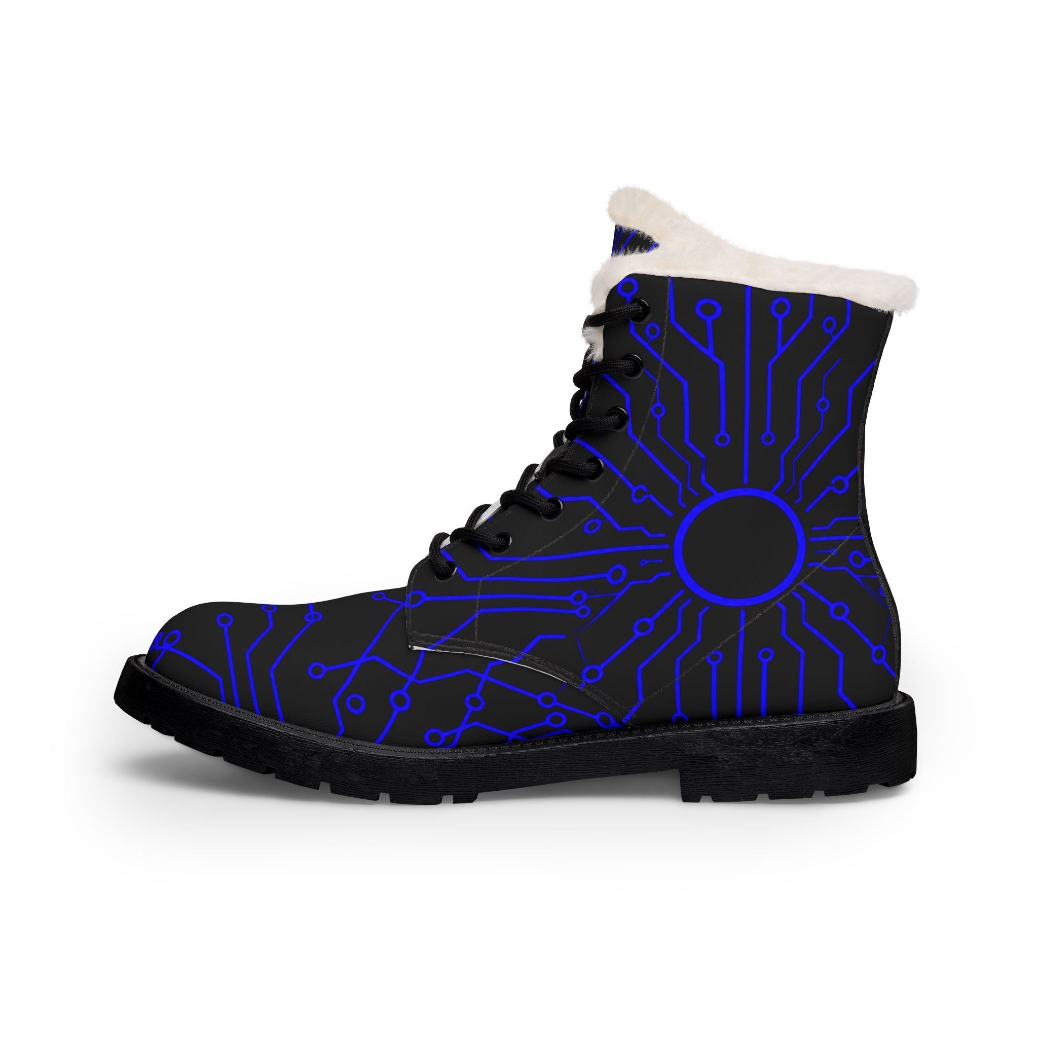 Cypher Sage - Circuitboard — Fur-Lined Leather Boots (Limited Edition Erika Azul)